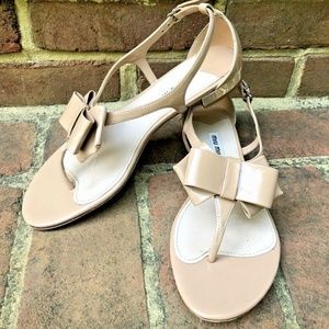 Miu Miu Vernice Nude Patent Leather Sandals 7.5